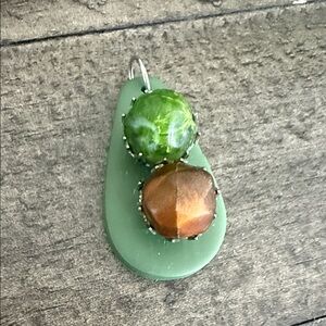 Handmade Polymer Clay with Repurposed Green and Brown Drop Earrings